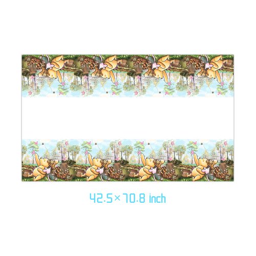 DoMiDoLa 2pcs Pooh Tablecloth Disposable Tablecover Birthday Party Supplies and Decorations for Kid Boy Baby Shower Rectangle Tables 70"X42",2 Pack
