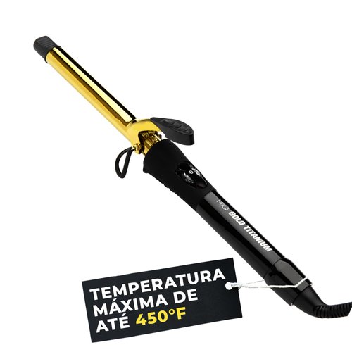 MQ Hair - Professional Curling Iron with Clamp - Dual Voltage, Salon Finish, Ultra-Fast Heating - Versatile Styler, Five Temperature Settings - Gold Titanium - 32mm