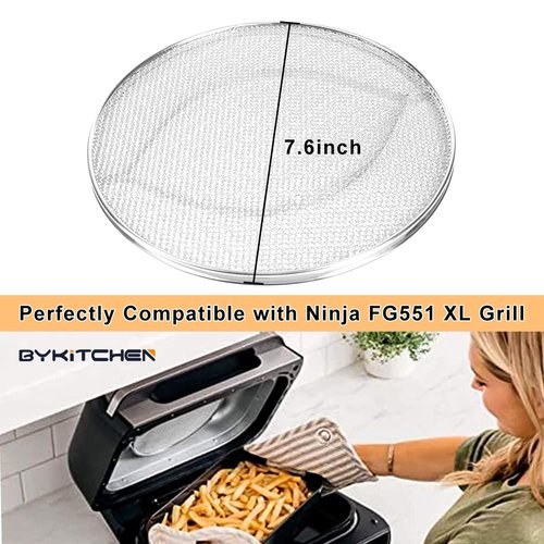 BYKITCHEN Stainless Steel Spatter Shield for Ninja Fg551 Foodi Smart XL Grill, Ninja XL Grill Accessories, Air Fryer Replacement Parts for Ninja 6 in 1 Smart Xl Indoor Grill