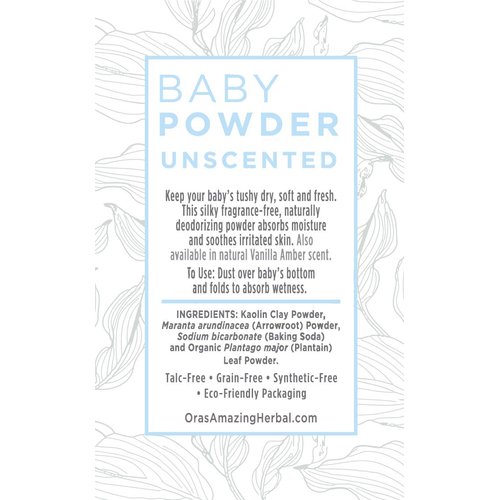 Ora's Amazing Herbal Talc-Free Grain-Free Gluten-Free Corn-Free Baby Powder 2.5oz … (Unscented 3 Pack)