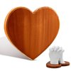 Menkxi 7.1 x 6.3 x 0.6 Inch Heart Shaped Wood Base Hand Casting Sculpture Base Hand Casting Kit Wood Keepsake Display Stand for Anniversary Wedding DIY Crafts Art Exhibition Home Decoration