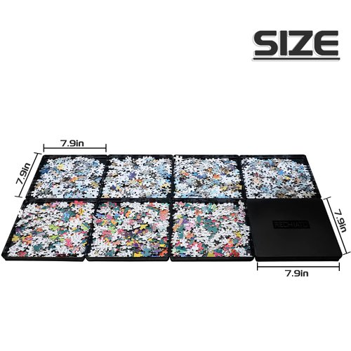 8 Puzzle Sorting Trays with Lid 8x8 Premiunm Puzzle Trays for Puzzle Lovers for Puzzles Up to 1000-1500 Pieces,Puzzle Tray, Convenient Tool for Puzzle Lovers (Black)