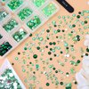 AUREHEN 15000PCs 2-6MM Green Series Resin Flat Back Rhinestones, Round Non Hotfix Jelly & Silver Bottom Resin Rhinestones Nail Gems Stones with Tweezer & Picker Pen for Nail Art Tumblers & DIY Crafts