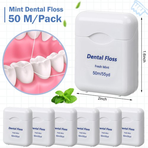 FillTouch 36 Pack Mini Dental Floss Bulk Mint Flavored Floss 50m Each Travel Dental Floss Oral Care Dental Floss for Teeth and Gum Protection(White)