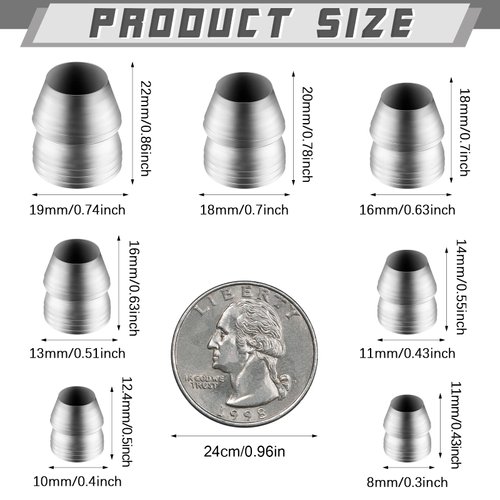 Safety Round Axe Handle Wedges Hammer Splitting Axe Wedge Hand Metal Wedge Round Steel Wedge for Axe Claw Hammer Sledge, Mauls Handle Wedge Kit (21 Pcs,0.31/ 0.39/ 0.43/ 0.51/0.63/0.71/ 0.75 Inch)