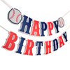 Happy Birthday Banner Baseball,Navy Blue,Red,White,Baseball Birthday Party Decorations