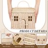Wettarn Handmade Rattan Doll House Rattan House Shape Shoulder Bag Wicker Basket with Lid for Doll Toys Rattan Storage Basket Small Dollhouses Cute Woven Handcrafted Artwork Gift (Wood Color)