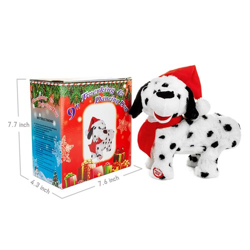 Gfilay Twerking Dog Toy - Singing and Dancing Animated Christmas Decorations Plush Puppy with Santa Claus Outfit, Soft and Cute Stuffed Animal for Kids and Lovers