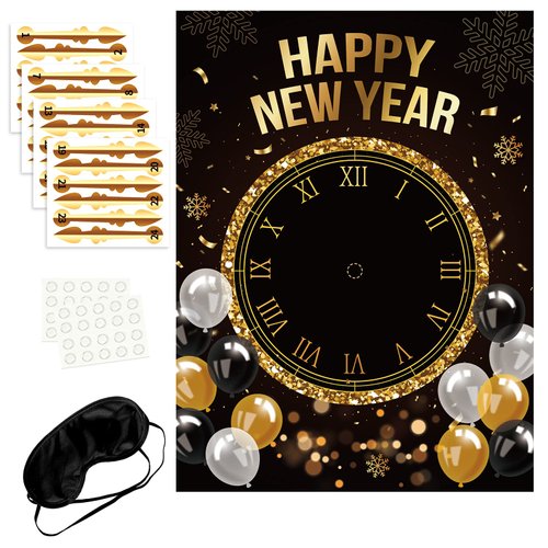 R1chyK1ng New Year’s Eve Games 2025 – Happy New Year Activities Clock Game Party Decorations Supplies Decor