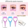Hfpengzan 4Pcs Lashes Buddy False Eyelashes Applicator Tool for Wear Eyelashes, Eyelash Brush Tool 3 in 1 Makeup Beginner Essentials Tool Upper Lower Eye Lash Mascara Guard Applicator