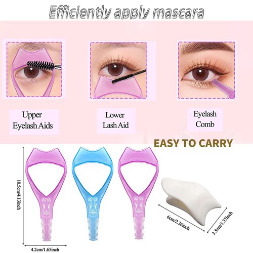 Hfpengzan 4Pcs Lashes Buddy False Eyelashes Applicator Tool for Wear Eyelashes, Eyelash Brush Tool 3 in 1 Makeup Beginner Essentials Tool Upper Lower Eye Lash Mascara Guard Applicator
