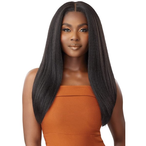 Outre - 5X5 Lace Closure Wig - Human Hair Blend - Kinky Straight 24" (OFF BLACK 1B)
