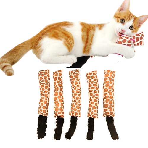 Interactive Cat Kicker with Tail and Bell Toy- Bite Resistant Chew Toy, Best Kitten Teething Toy, Attractive Indoor Animal-Print Kicker Toy- Stimulating Exercise & Play! Kitten/Cat Accessories