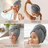 MaopaoBeauty 2Pack Long Hair Head Turban Wraps with Pineapple Plaid Design Microfiber Hair Towel Wrap with Double Buttons to Dry All Wet Hair Style Quickly(2pcsGray)