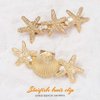 CAKURE Starfish Hair Clips Gold Metal Sea Star Hairpins Seashell Spring Automatic Hair Barrettes Beach Hair Accessories for Women and Girls (Pack of 2)