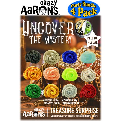 Crazy Aaron's Putty Mini Tins Treasure Surprise Peel to Reveal (Collect All 12 Colors) Gift Set Party Bundle - 4 Pack (.47oz Each) *Items are Assorted and May Contain Duplicates