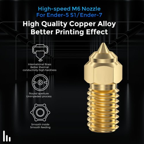 Official Creality Ender 3 V3 SE Nozzles 0.4mm 5PCS High-Speed Brass Nozzles 3D Printer Accessories M6 Hotend Extruder Nozzle for Ender 5 S1/Ender 7 3D Printer