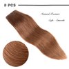 12" Remy Clip in Hair Extensions Human Hair Light Brown for Women Beauty - Short Silky Straight 8pcs 20clips Real Hair Extensions Clip In Human Hair (12 inch 100g #6 Light Brown)