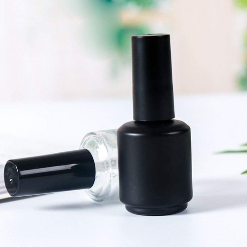 Teensery 10 Pcs 15ml Glass Nail Polish Bottles Empty Refillable Nail Polish Bottle Containers with Brush Cap for Nail Art Sample (Black)