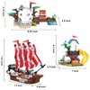 Finebely 3in1 Pirate Ship Building Set with Treasure Island, Toy Pirates Island Building Kit, Outpost with Slide and Seesaw, Creative Playset Pirates Themed Gifts for Boys Ages 6 Years and up, 260 Pcs