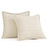 MIULEE Cream White Corduroy Decorative Throw Pillow Covers Pack of 2 Soft Striped Pillows Pillowcases with Broad Edge Modern Christmas Boho Home Decor for Couch Sofa Bed 18x18 Inch