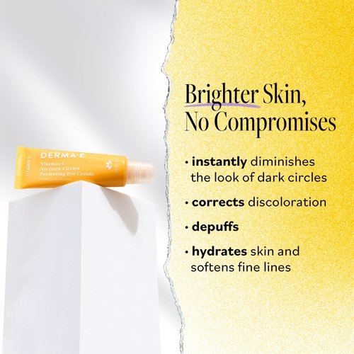 Derma E Vitamin C No Dark Circles Perfecting Eye Cream – Color Correcting Vitamin C Eye Cream with Turmeric and Caffeine for Fine Lines and Under Eye Puffiness, 0.5 Oz