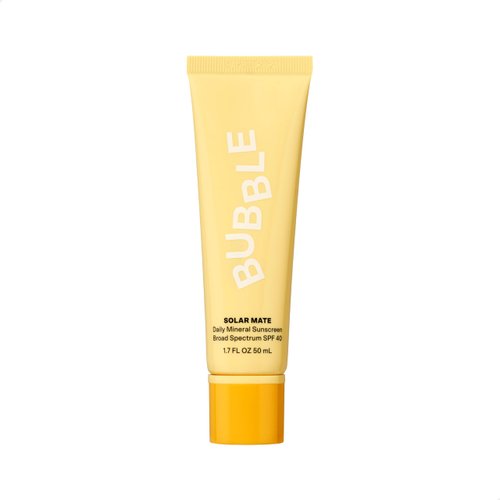 Bubble Skincare Solar Mate Mineral Face Sunscreen Broad Spectrum SPF 40 - Zinc Oxide Sunscreen with Blue Light Protection & Ginseng Extract - Sheer, Lightweight Coverage With No White Cast (50ml)