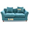 iLAND Modern Dollhouse Furniture on 1/12 Scale of Miniature Sofa for Dollhouse Living Room (Turquoise Blue Velvet)