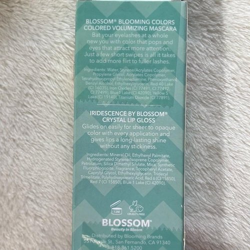 Blossom Liquid Volumizing Water Resistant Color Mascara, Iridescence Watermelon Flavored Glitter Shimmer Sparkle Crystal Lip Gloss, 0.22 fl. oz, 2 pack, Lilac Lashes Purple/Ombre Lavender Tourmaline Dream'