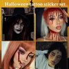 NOOEPC Scars Tattoo Temporary And Red Face Gems Halloween Makeup Kit, Halloween Stickers Chucky Costume Halloween Tattoos Cut Scary Face Wound Blood Chucky Scars Tatoos For Kids Women Men Boys Girls