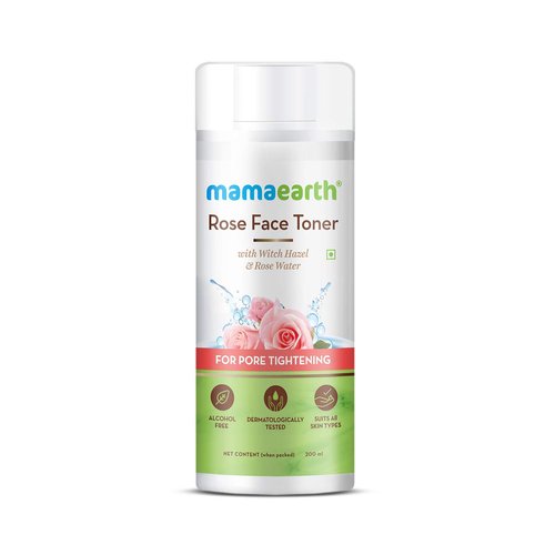 Mamaearth Rose Water Toner with Witch Hazel | Pore Tightening & Hydrating Formula | Shrink Open Pores & Enhances Natural Glow | Alcohol-Free | 6.76 Fl Oz (200ml)