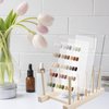QoTang 4 PCS Transparent Nail Art Display Board with Wooden Display Holder, Acrylic Display Polish Board with Double Sided Tape False Nail Tips Sample Display Holder Nail Color Nail Practice Board