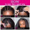 V Part Wig Human Hair Kinky Straight Human Hair Wigs for Black Women 150% Density Yaki V Part Wig Human Hair Upgrade U Part Glueless Full Head Clip In Half Wig V Shape Wigs Yaki Straight Human Hair Wig 20 inch