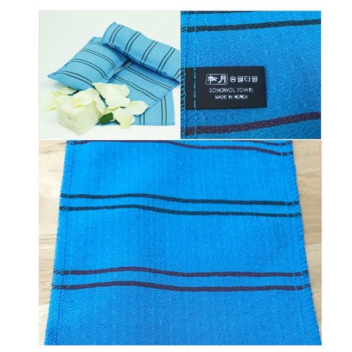 NOPIGO Korean Exfoliating Mitt Body Scrub Washcloth (Long 3 Pack) (Blue Yellow Green)