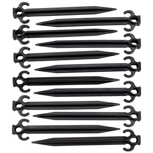 Holiday Joy - 12 All Purpose Commercial Grade Tent Stakes - Great for Seasonal Outdoor Displays, Inflatables, Camping Tents, Lawn Stakes Black
