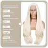 Lady Miranda 26 Inch 13×3 Platinum Blonde Wig Synthetic Lace Front Wig HD Lace Front Wigs 180% Density Synthetic Lace Front Wigs Pre Plucked Natural Blonde Lace Front Wigs Synthetic Hair For Women