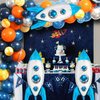 Blue Rocket Balloons, Space Balloons for Space Themed Party Decorations Rocket Mylar Balloon for Rocket Birthday Decorations 3 Pcs