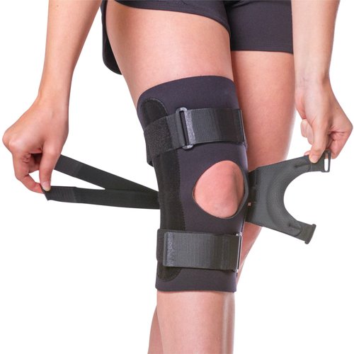 BraceAbility J Patella Knee Brace - Lateral Patellar Stabilizer with Medial and J-Lat Support Straps for Dislocation, Subluxation, Patellofemoral Pain, Left or Right Kneecap Tracking (4XL)