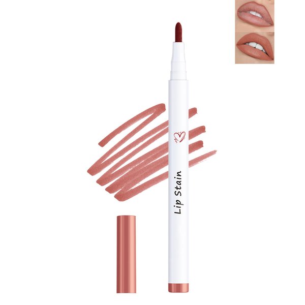 Lip Stain Marker Pen, Nude Brown Lip Liner Stain Liquid Lipstick Lipliner Pencil Longlasting Waterproof, Matte Lip Color Lipstain Tint Precise Chisel Tip Marker Lipgloss Lip Makeup for Women-05