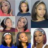 RUIP RUIBO Straight Bob Headband Wigs 10 Inch Black Mix Brown Short Bob Wigs for Black Women None Lace Half Wigs Natural Heat Resistant Synthetic Hair Headband Wigs for Cosplay Party Daily Use