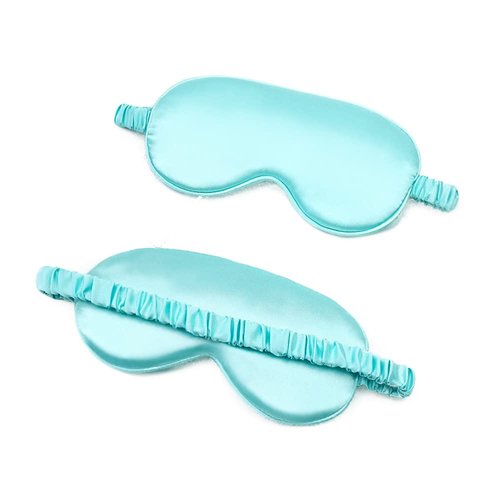 Augen 100% Natural Mulberry Soft Silk Sleep Mask, Light Blocking Eye Masks for Sleep, Night Blindfold Eye Mask Cover for Men and Women, Sleeping Night Mask for Travel (Light Blue)