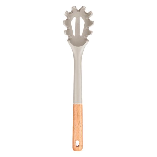 Silicone Pasta Fork, Kitchen Heat Resistant Noodle Spoon Server, BPA Free Spaghetti Strainer,12.8 inch, Khaki