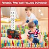 Christmas Dominos Train Toys for Kids 3-5 - 120PCS Dominos Stem Montessori Toy 3 4 5 6 7 8 Year Old Boy Girl Birthday Gifts Boys Toys Age 4-6 Stocking Stuffers Presents Gift for Autistic Kid Ages 4-8
