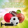 Bedwina Sports Balls for Kids & Toddlers - (Pack of 4) 5-inch Sports Balls Set Includes Football, Small Soccer Ball, Basketball, and Playground Balls, Fun Indoors & Outdoor Toys (Hand Pump Included)