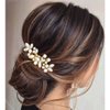 Aukmla Rhinestone Bride Wedding Hair Comb Gold Bridal Hair Piece Crystal Hair Accessories for Women and Girls (B Gold)