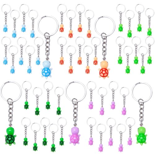 ZSYADSDH 40 Sets Mini Turtle Keychain Resin Turtle KeyChain Bulk Party Favors Handbag Pendant Sea Turtle Keychain for Figurine Party Supplies(5 Colors)
