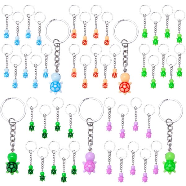 ZSYADSDH 40 Sets Mini Turtle Keychain Resin Turtle KeyChain Bulk Party Favors Handbag Pendant Sea Turtle Keychain for Figurine Party Supplies(5 Colors)