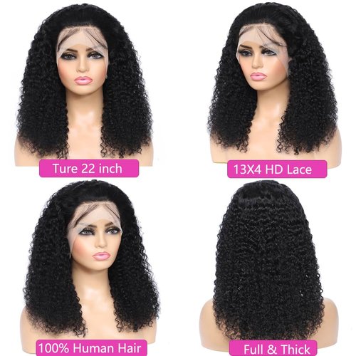 ZANPAL 13x4 Deep Wave Lace Front Wigs Human Hair Pre Plucked 180% Density 9A Glueless Wigs Human Hair Wet and Wavy Wigs for Women HD Transparent Deep Curly Lace Front Wigs Human Hair 22 Inch