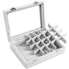 CBCYBER Jewelry Box 24 Grid Velvet Jewelry Tray for Drawers Glass Clear Lid Showcase Display Storage Ring Trays Holder Earrings Organizer Case(Grey)
