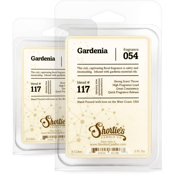 Shortie's Candle Company Pure Gardenia Wax Melts Multi Pack - Formula 117-2 Highly Scented 3 Oz. Bars - Made with Essential & Natural Oils - Flower & Floral Warmer Wax Cubes